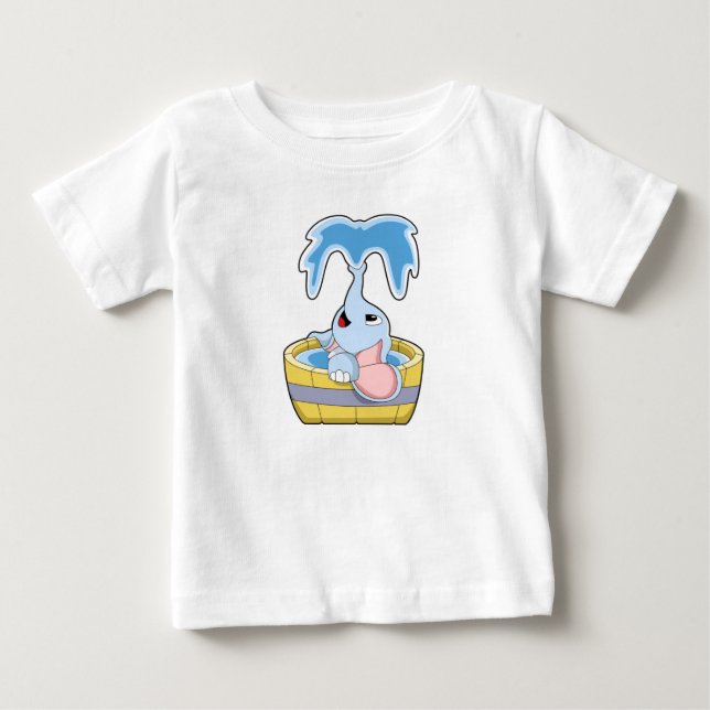 Elephant with Bathtub full of Water Baby T-Shirt (Front)