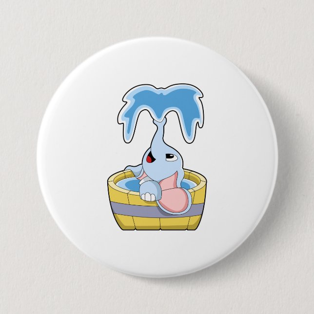 Elephant with Bathtub full of Water Button (Front)