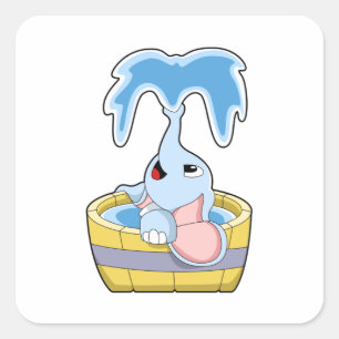 Elephant with Bathtub full of Water Square Sticker
