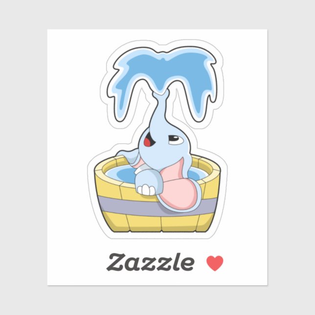 Elephant with Bathtub full of Water Sticker (Sheet)
