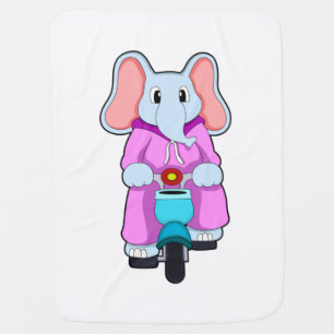 Elephant with Bicycle Baby Blanket