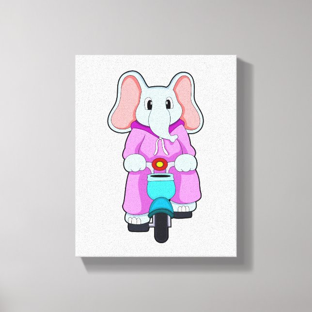 Elephant with Bicycle Canvas Print (Front)