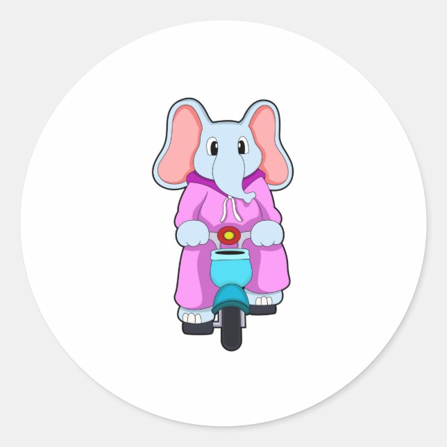 Elephant with Bicycle Classic Round Sticker (Front)