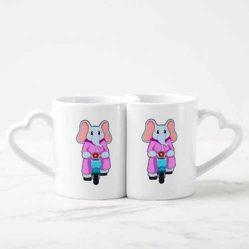 Elephant with Bicycle Coffee Mug Set