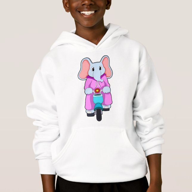 Elephant with Bicycle Hoodie (Front)