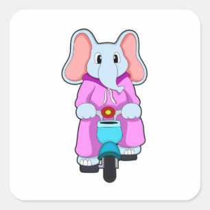 Elephant with Bicycle Square Sticker