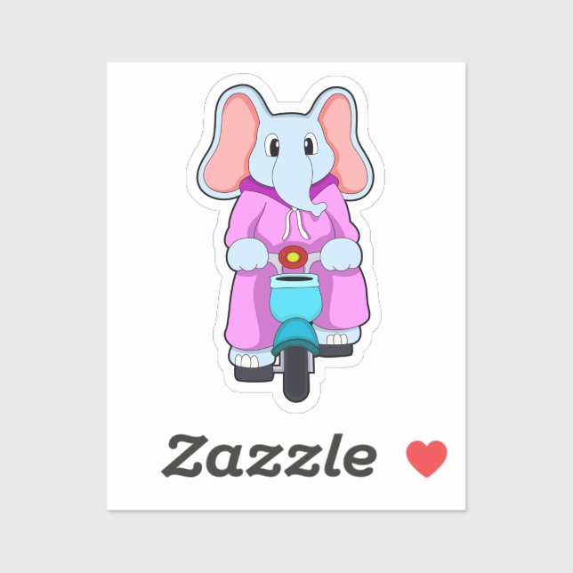 Elephant with Bicycle Sticker (Sheet)