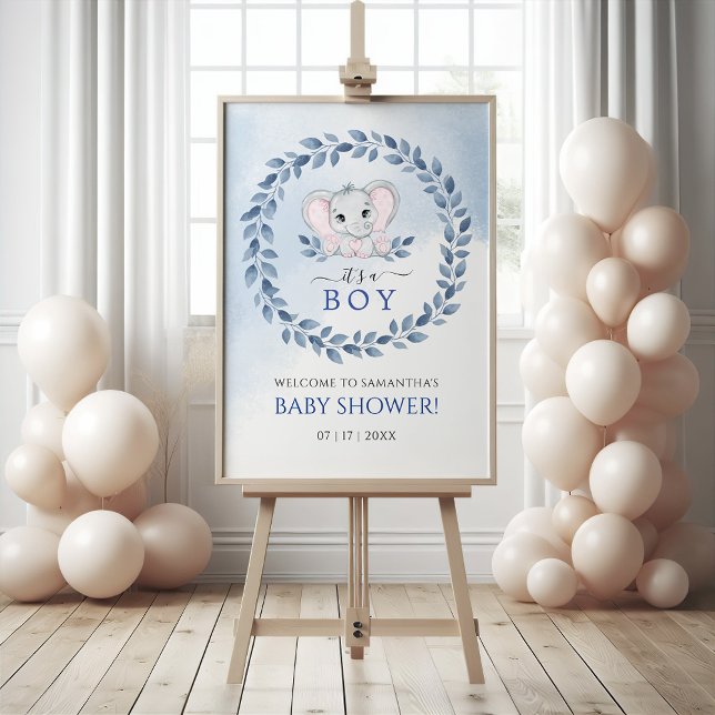 Elephant With Blue Anemones It's A Boy Baby Shower Foam Board (Elephant With Blue Anemones It's A Boy Baby Shower Foam Board)