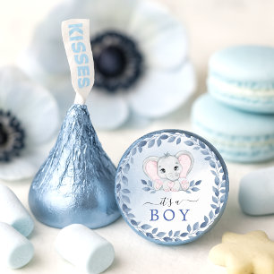 Elephant With Blue Anemones It's A Boy Baby Shower Hershey®'s Kisses®