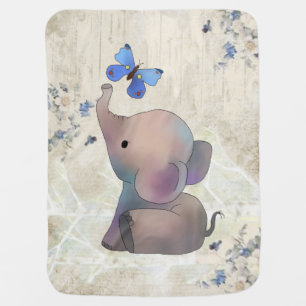 Elephant with butterfly baby blanket