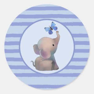 Elephant with butterfly Baby Spucktuch Babysplatz Classic Round Sticker