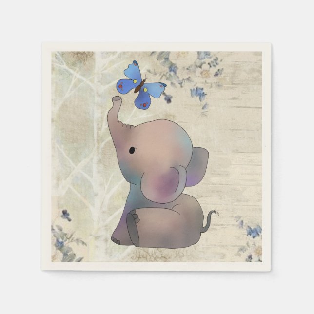 Elephant with butterfly napkins (Front)