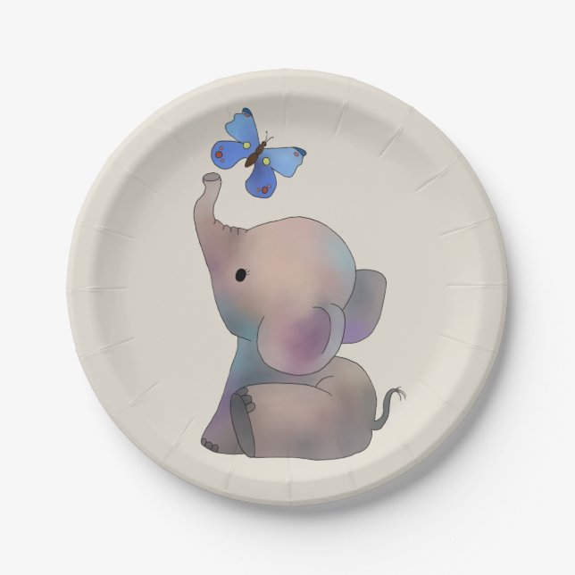 Elephant with butterfly paper plates (Front)