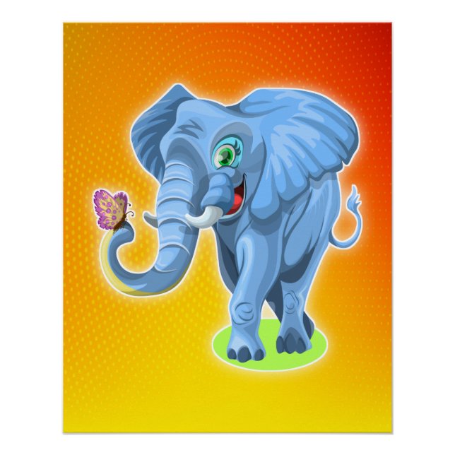 Elephant With Butterfly Photo Print (Front)