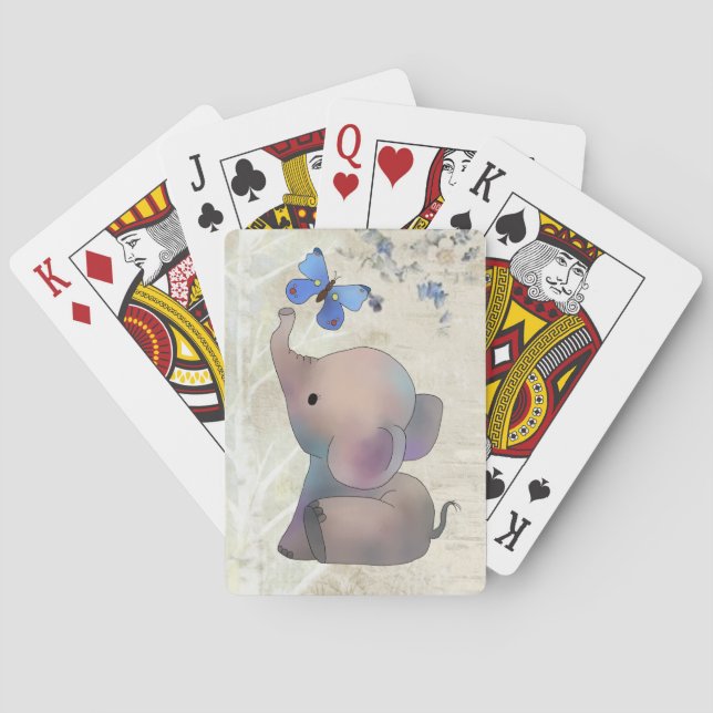 Elephant with butterfly poker cards (Back)
