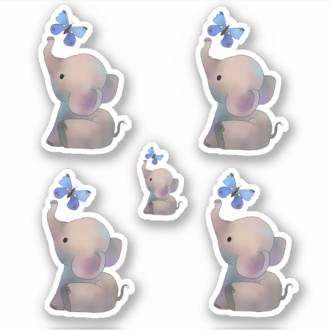 Elephant with butterfly sticker (Front)