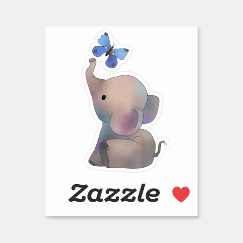 Elephant with butterfly sticker