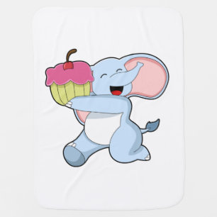 Elephant with Cake Baby Blanket