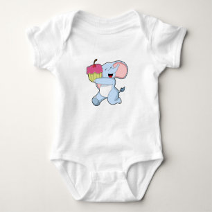 Elephant with Cake Baby Bodysuit