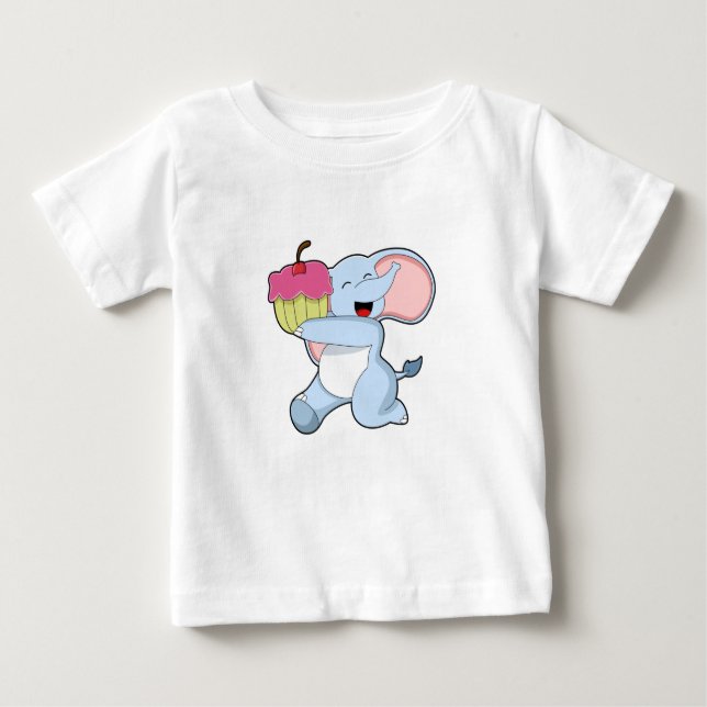 Elephant with Cake Baby T-Shirt (Front)