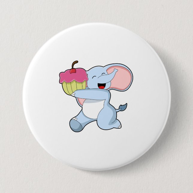Elephant with Cake Button (Front)
