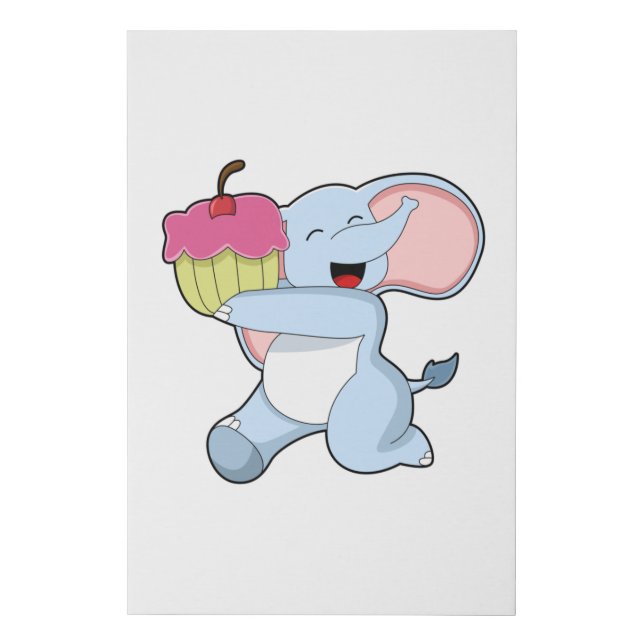 Elephant with Cake Faux Canvas Print (Front)