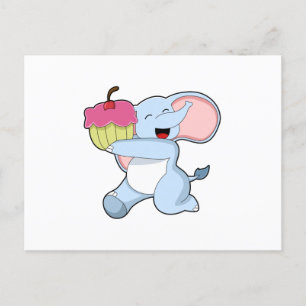 Elephant with Cake Postcard