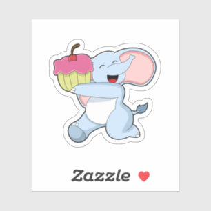 Elephant with Cake Sticker