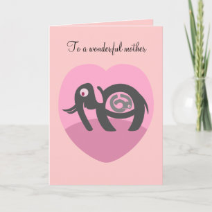 Elephant with calf Valentines Day card