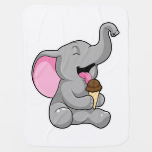 Elephant with Chocolate Waffle ice cream Baby Blanket