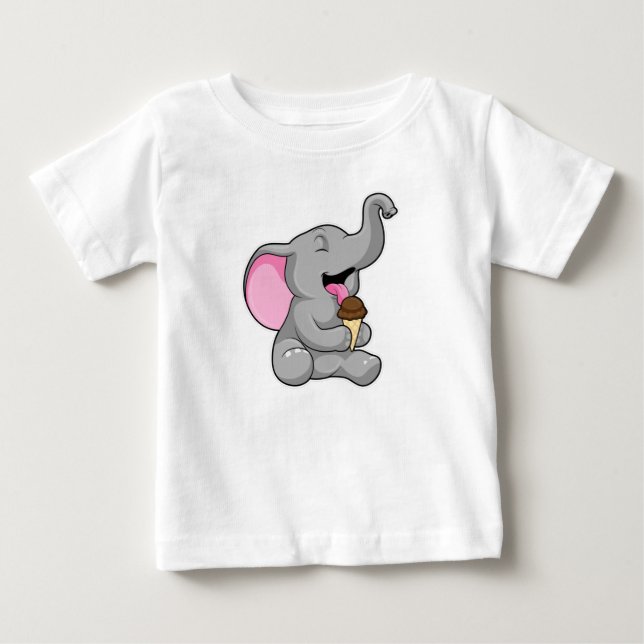 Elephant with Chocolate Waffle ice cream Baby T-Shirt (Front)