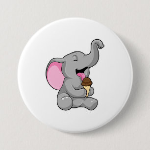 Elephant with Chocolate Waffle ice cream Button