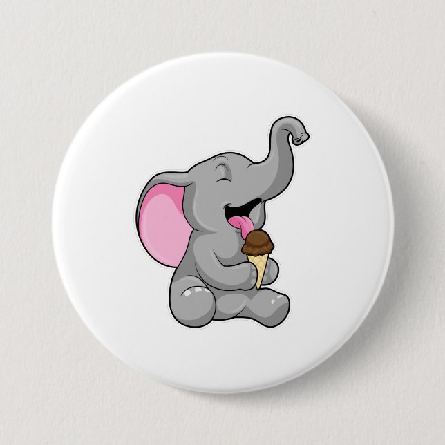 Elephant with Chocolate Waffle ice cream Button (Front)
