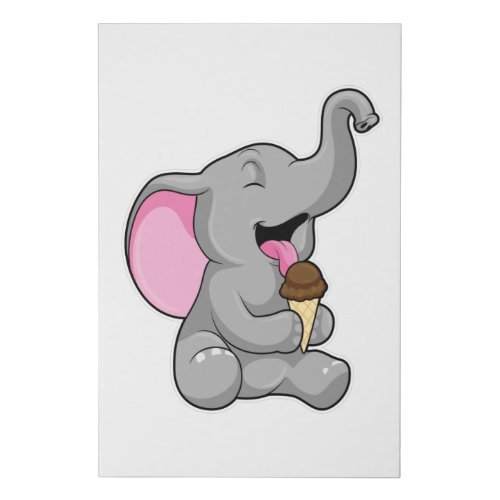 Elephant with Chocolate Waffle ice cream Faux Canvas Print