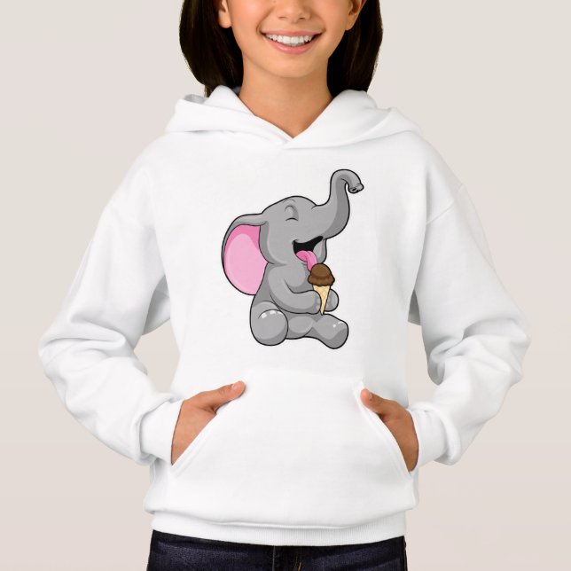 Elephant with Chocolate Waffle ice cream Hoodie (Front)