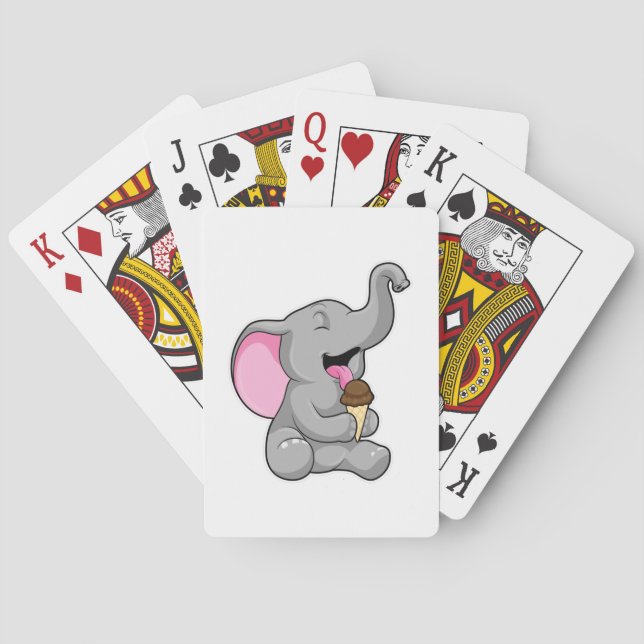 Elephant with Chocolate Waffle ice cream Poker Cards (Back)
