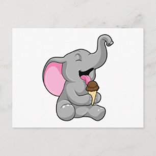 Elephant with Chocolate Waffle ice cream Postcard