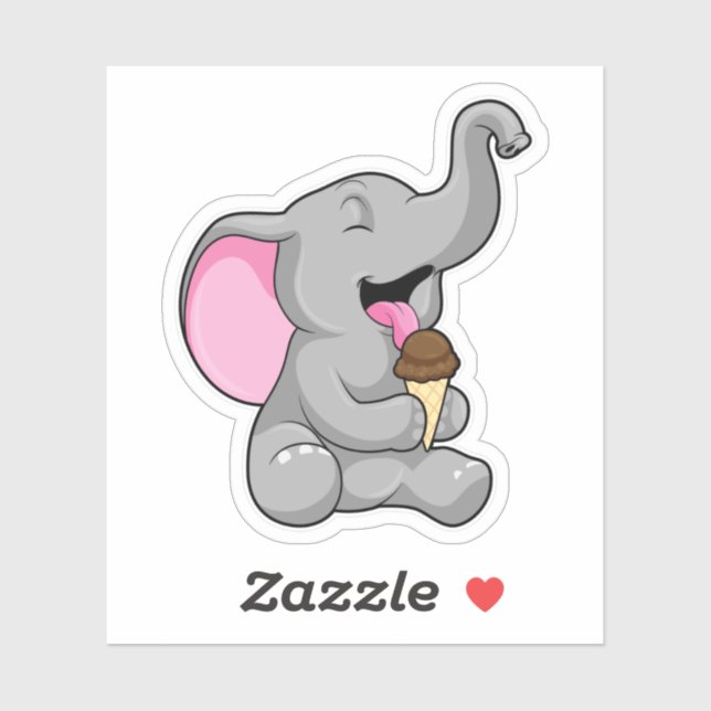 Elephant with Chocolate Waffle ice cream Sticker (Sheet)