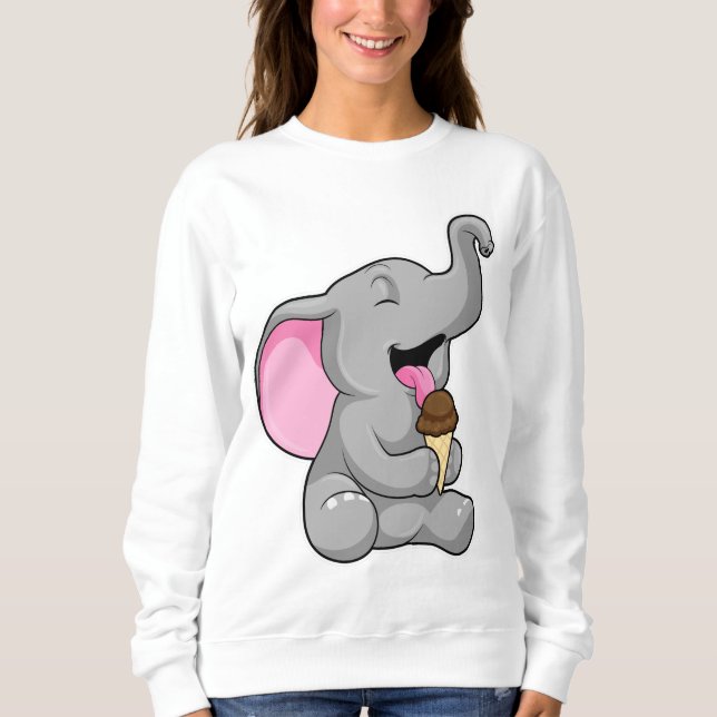 Elephant with Chocolate Waffle ice cream Sweatshirt (Front)