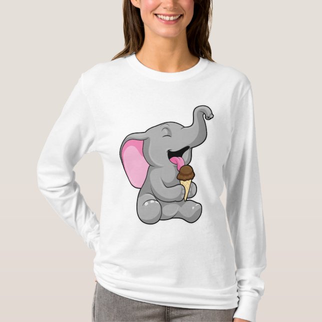 Elephant with Chocolate Waffle ice cream T-Shirt (Front)