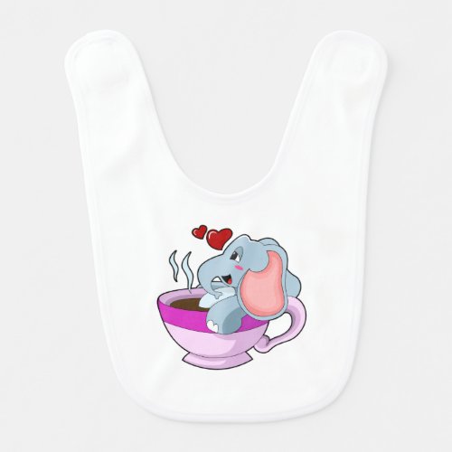 Elephant with Coffee Cup Baby Bib