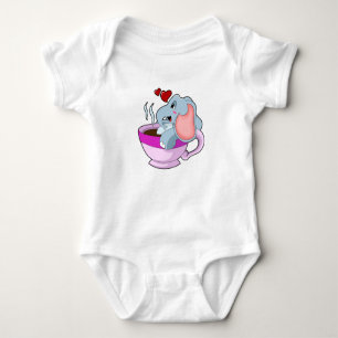 Elephant with Coffee Cup Baby Bodysuit
