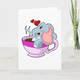 Elephant with Coffee Cup Card
