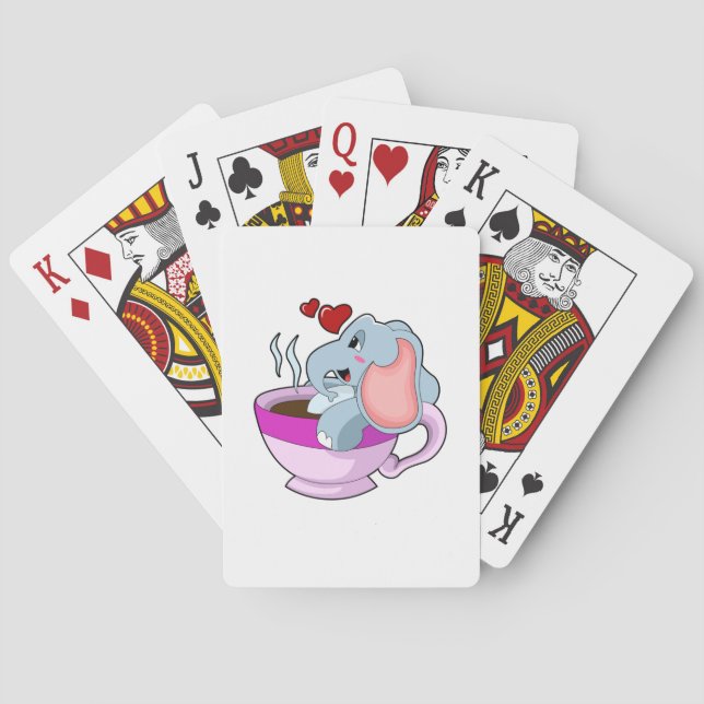Elephant with Coffee Cup Poker Cards (Back)
