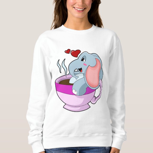 Elephant with Coffee Cup Sweatshirt (Front)
