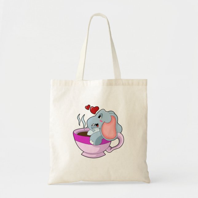 Elephant with Coffee Cup Tote Bag (Front)