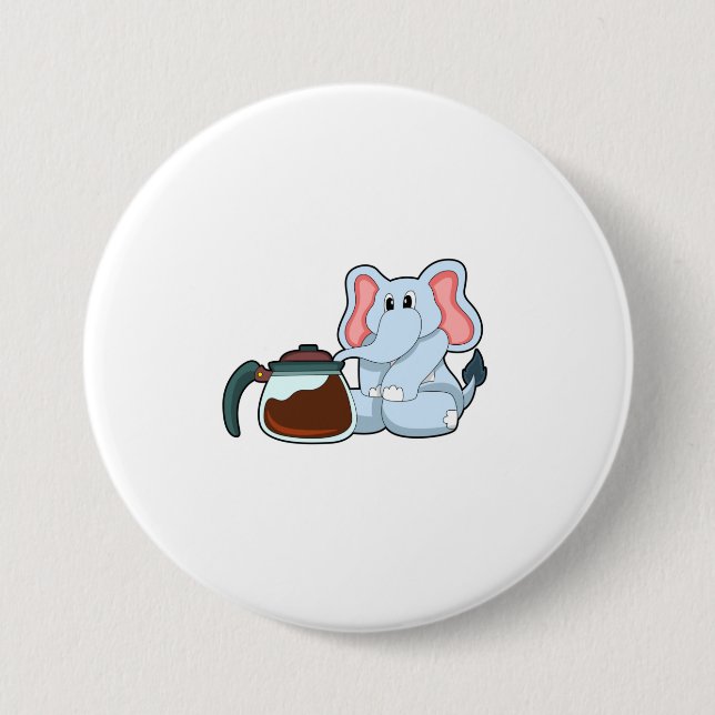 Elephant with Coffee pot Button (Front)