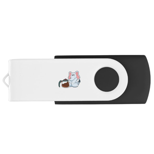 Elephant with Coffee pot Flash Drive (Back)