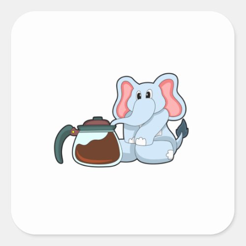 Elephant with Coffee pot Square Sticker