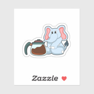 Elephant with Coffee pot Sticker